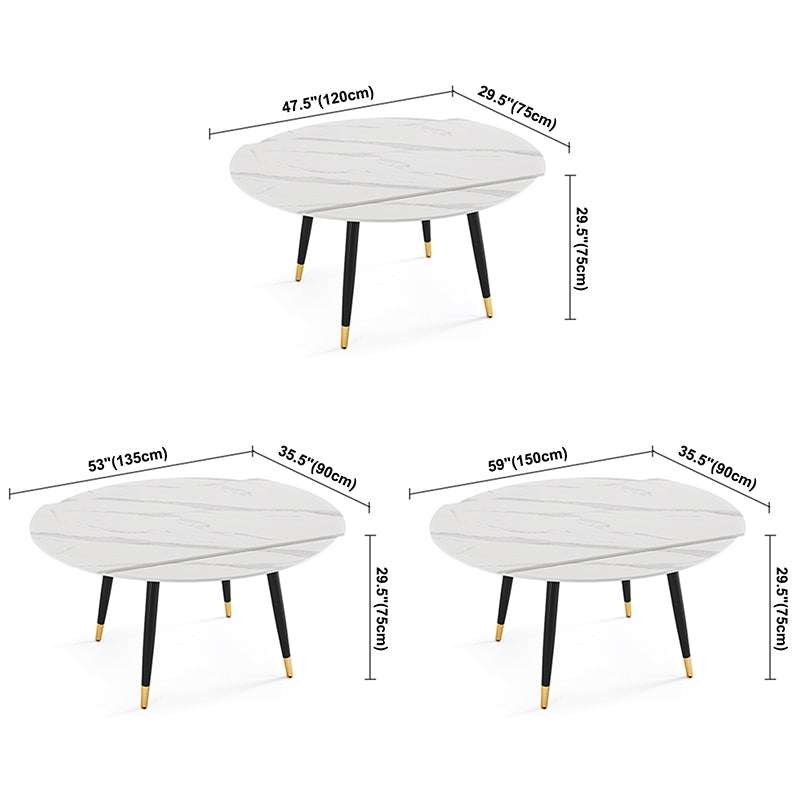 Modern Style Sintered Stone Dining Table White Round Drop-Leaf Table for Home Use Clearhalo ' dining_table' 'Dining Tables & Seating' 'Dining Tables' 'furn' 'furn_dining_table' 'Furniture' 'furniture_dining_table' 'Kitchen & Dining Furniture' 'kitchen&dining_furn' 'kitchen' 'kitchen_dining_table' 3649397