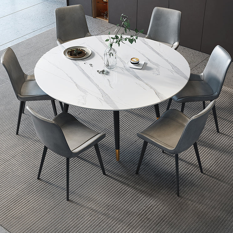 Modern Style Sintered Stone Dining Table White Round Drop-Leaf Table for Home Use Clearhalo ' dining_table' 'Dining Tables & Seating' 'Dining Tables' 'furn' 'furn_dining_table' 'Furniture' 'furniture_dining_table' 'Kitchen & Dining Furniture' 'kitchen&dining_furn' 'kitchen' 'kitchen_dining_table' 3649398