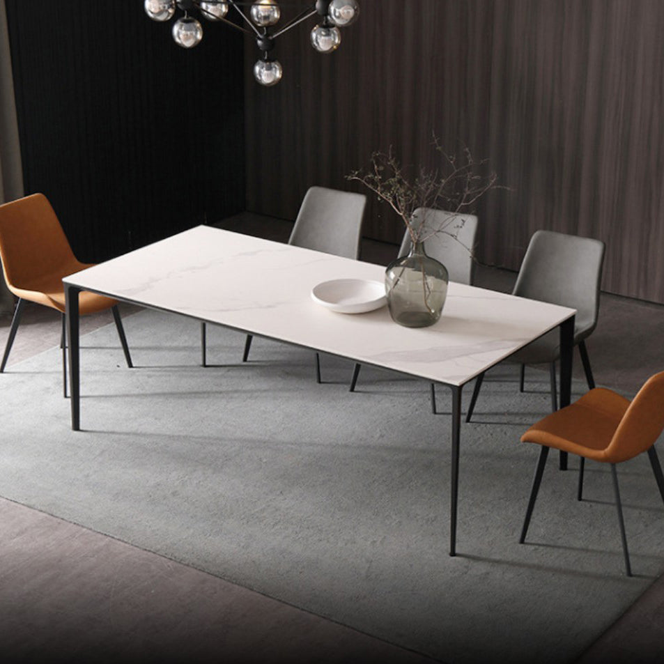 Metal Contemporary Rectangular Table High Gloss White Sintered Stone Dining Table with 4 Legs Clearhalo ' dining_table' 'Dining Tables & Seating' 'Dining Tables' 'furn' 'furn_dining_table' 'Furniture' 'furniture_dining_table' 'Kitchen & Dining Furniture' 'kitchen&dining_furn' 'kitchen' 'kitchen_dining_table' 3649410