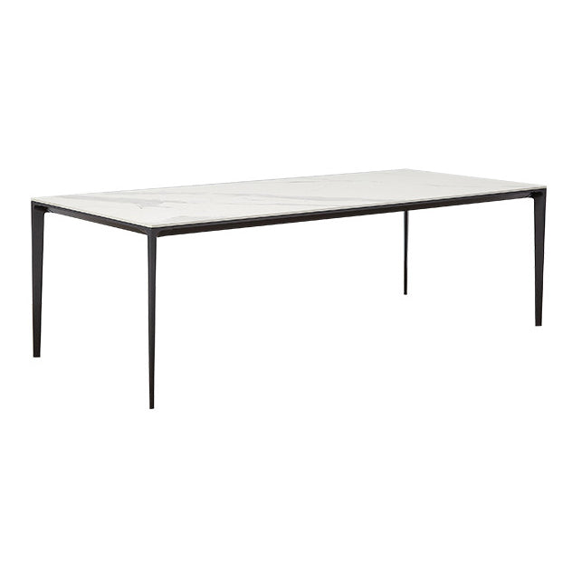Metal Contemporary Rectangular Table High Gloss White Sintered Stone Dining Table with 4 Legs Without Chairs Clearhalo ' dining_table' 'Dining Tables & Seating' 'Dining Tables' 'furn' 'furn_dining_table' 'Furniture' 'furniture_dining_table' 'Kitchen & Dining Furniture' 'kitchen&dining_furn' 'kitchen' 'kitchen_dining_table' 3649411