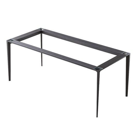 Metal Contemporary Rectangular Table High Gloss White Sintered Stone Dining Table with 4 Legs