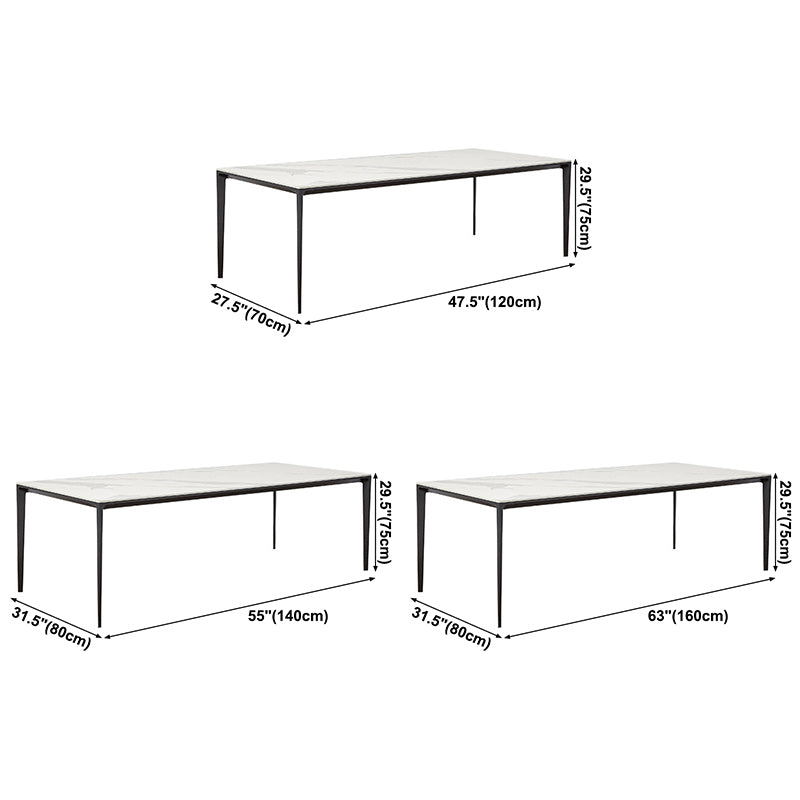 Metal Contemporary Rectangular Table High Gloss White Sintered Stone Dining Table with 4 Legs Clearhalo ' dining_table' 'Dining Tables & Seating' 'Dining Tables' 'furn' 'furn_dining_table' 'Furniture' 'furniture_dining_table' 'Kitchen & Dining Furniture' 'kitchen&dining_furn' 'kitchen' 'kitchen_dining_table' 3649416