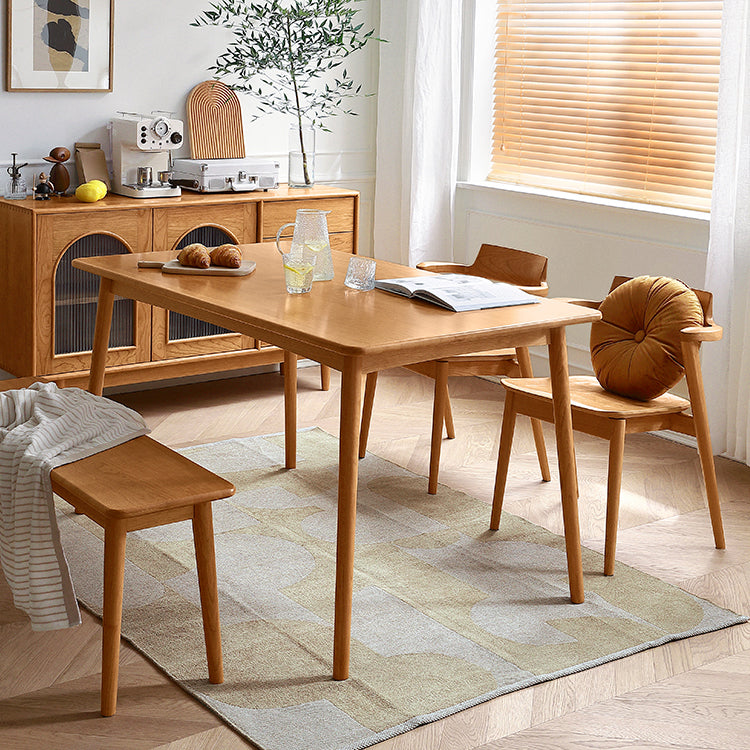 Solid Oak Wood Rectangle Dining Table Modern Contemporary Kitchen Wood Table with 4 Legs Clearhalo ' dining_table' 'Dining Tables & Seating' 'Dining Tables' 'furn' 'furn_dining_table' 'Furniture' 'furniture_dining_table' 'Kitchen & Dining Furniture' 'kitchen&dining_furn' 'kitchen' 'kitchen_dining_table' 3649418
