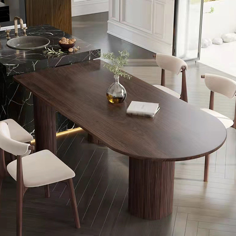 Contemporary Dining Table Solid Wood Table with 3 Legs for Home Kitchen Dinner Brown Without Chairs Clearhalo ' dining_table' 'Dining Tables & Seating' 'Dining Tables' 'furn' 'furn_dining_table' 'Furniture' 'furniture_dining_table' 'Kitchen & Dining Furniture' 'kitchen&dining_furn' 'kitchen' 'kitchen_dining_table' 3649428