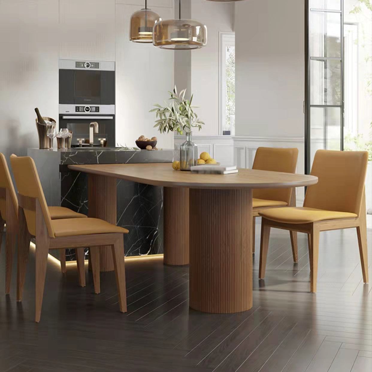 Contemporary Dining Table Solid Wood Table with 3 Legs for Home Kitchen Dinner Clearhalo ' dining_table' 'Dining Tables & Seating' 'Dining Tables' 'furn' 'furn_dining_table' 'Furniture' 'furniture_dining_table' 'Kitchen & Dining Furniture' 'kitchen&dining_furn' 'kitchen' 'kitchen_dining_table' 3649430