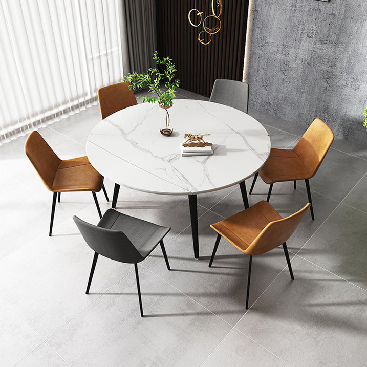 Modern Style Sintered Stone Dining Table White Round Table with Metal Base for Home Clearhalo ' dining_table' 'Dining Tables & Seating' 'Dining Tables' 'furn' 'furn_dining_table' 'Furniture' 'furniture_dining_table' 'Kitchen & Dining Furniture' 'kitchen&dining_furn' 'kitchen' 'kitchen_dining_table' 3649450