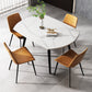 Modern Style Sintered Stone Dining Table White Round Table with Metal Base for Home Clearhalo ' dining_table' 'Dining Tables & Seating' 'Dining Tables' 'furn' 'furn_dining_table' 'Furniture' 'furniture_dining_table' 'Kitchen & Dining Furniture' 'kitchen&dining_furn' 'kitchen' 'kitchen_dining_table' 3649451