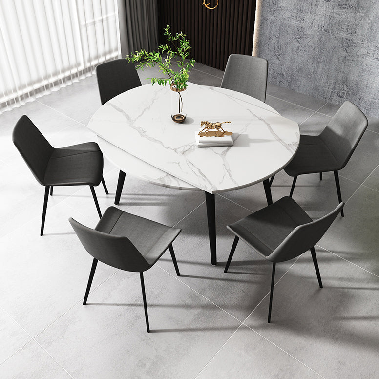 Modern Style Sintered Stone Dining Table White Round Table with Metal Base for Home Clearhalo ' dining_table' 'Dining Tables & Seating' 'Dining Tables' 'furn' 'furn_dining_table' 'Furniture' 'furniture_dining_table' 'Kitchen & Dining Furniture' 'kitchen&dining_furn' 'kitchen' 'kitchen_dining_table' 3649452