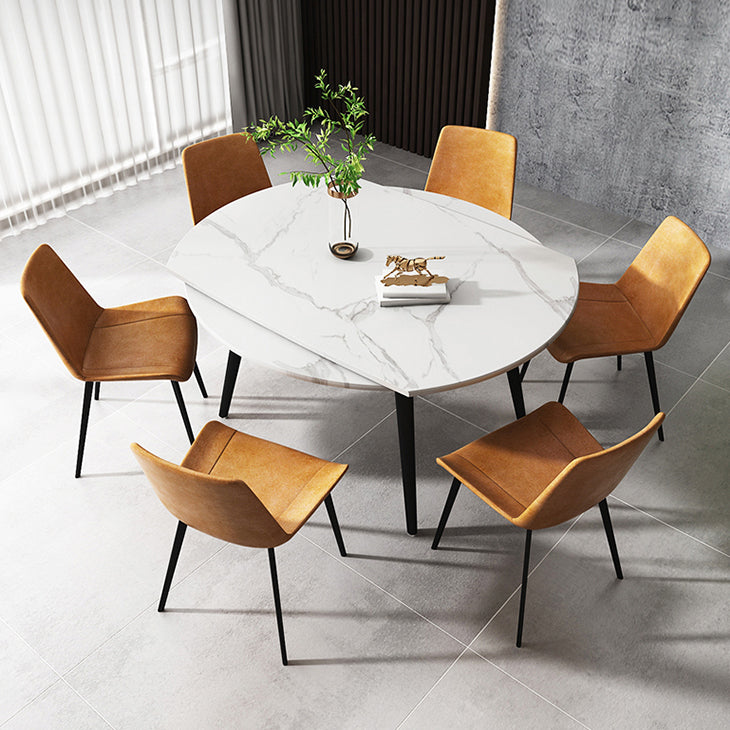 Modern Style Sintered Stone Dining Table White Round Table with Metal Base for Home Clearhalo ' dining_table' 'Dining Tables & Seating' 'Dining Tables' 'furn' 'furn_dining_table' 'Furniture' 'furniture_dining_table' 'Kitchen & Dining Furniture' 'kitchen&dining_furn' 'kitchen' 'kitchen_dining_table' 3649453