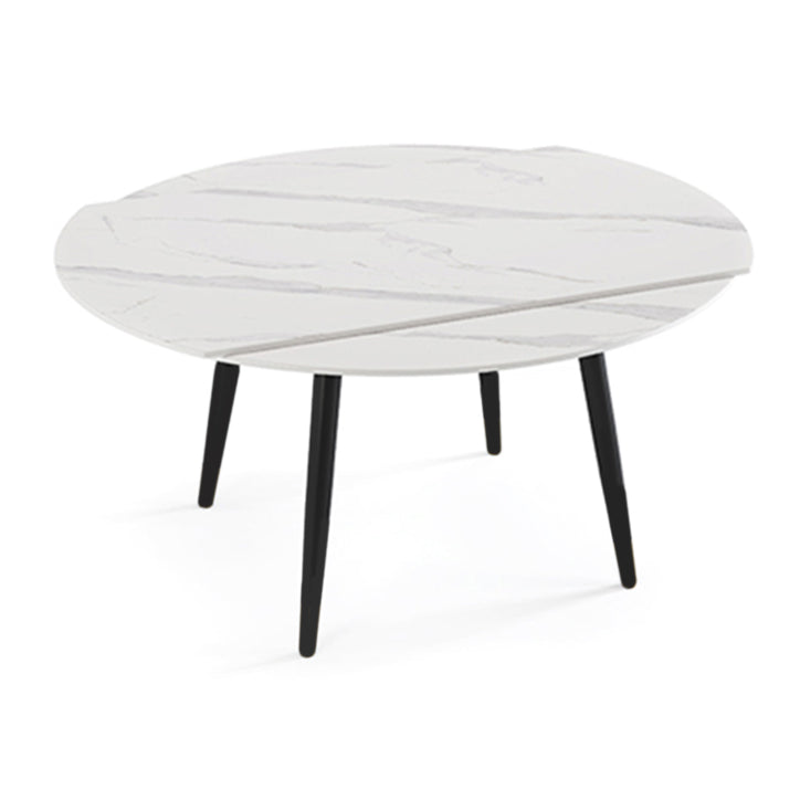 Modern Style Sintered Stone Dining Table White Round Table with Metal Base for Home Without Chairs Clearhalo ' dining_table' 'Dining Tables & Seating' 'Dining Tables' 'furn' 'furn_dining_table' 'Furniture' 'furniture_dining_table' 'Kitchen & Dining Furniture' 'kitchen&dining_furn' 'kitchen' 'kitchen_dining_table' 3649454