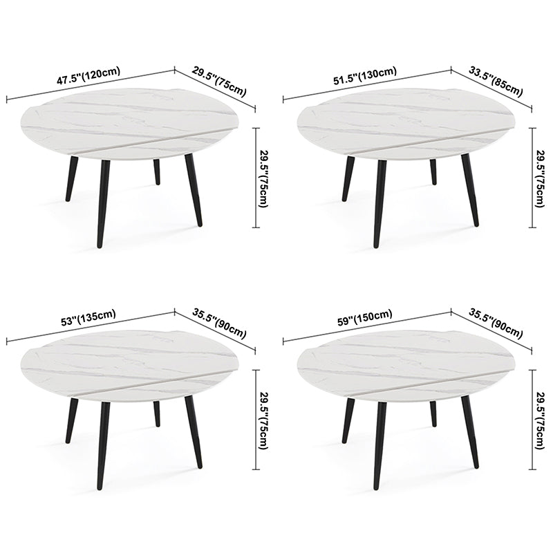 Modern Style Sintered Stone Dining Table White Round Table with Metal Base for Home Clearhalo ' dining_table' 'Dining Tables & Seating' 'Dining Tables' 'furn' 'furn_dining_table' 'Furniture' 'furniture_dining_table' 'Kitchen & Dining Furniture' 'kitchen&dining_furn' 'kitchen' 'kitchen_dining_table' 3649459