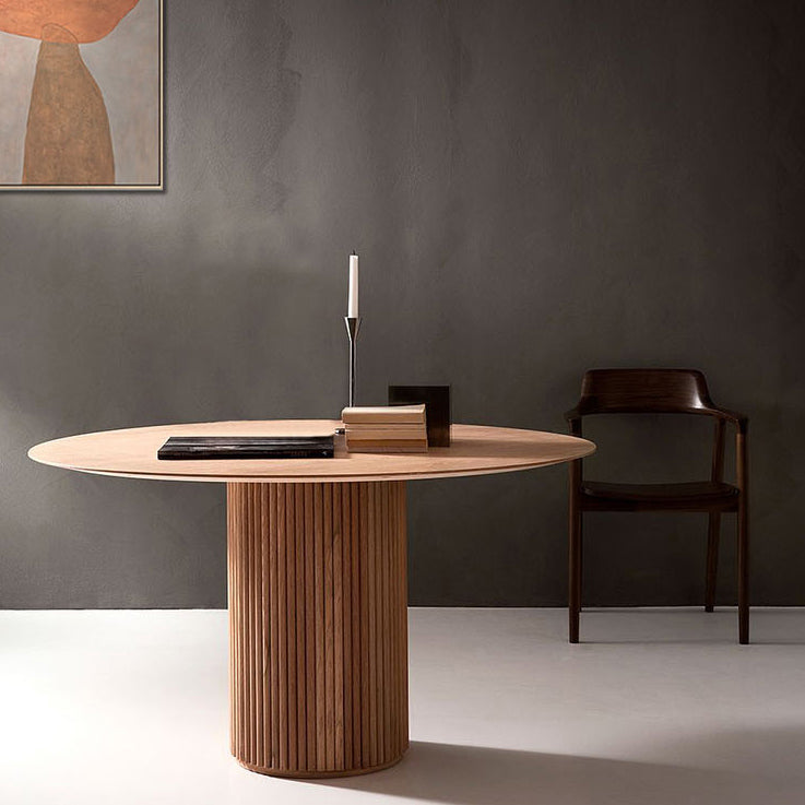Pine Solid Wood Dining Table Simple Style Round Dining Site Table with Pedestal Casual Clearhalo ' dining_table' 'Dining Tables & Seating' 'Dining Tables' 'furn' 'furn_dining_table' 'Furniture' 'furniture_dining_table' 'Kitchen & Dining Furniture' 'kitchen&dining_furn' 'kitchen' 'kitchen_dining_table' 3649465
