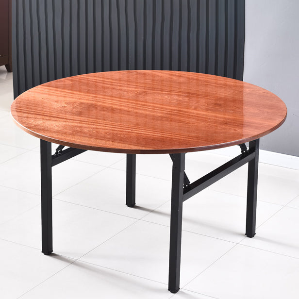 Simplicity Home Solid Wood Dining Table Round Shape Dining Table with Metallic Base Clearhalo ' dining_table' 'Dining Tables & Seating' 'Dining Tables' 'furn' 'furn_dining_table' 'Furniture' 'furniture_dining_table' 'Kitchen & Dining Furniture' 'kitchen&dining_furn' 'kitchen' 'kitchen_dining_table' 3649470