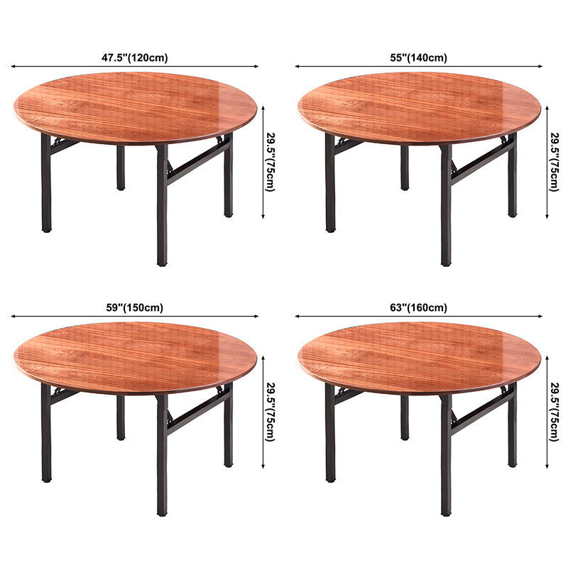 Simplicity Home Solid Wood Dining Table Round Shape Dining Table with Metallic Base Clearhalo ' dining_table' 'Dining Tables & Seating' 'Dining Tables' 'furn' 'furn_dining_table' 'Furniture' 'furniture_dining_table' 'Kitchen & Dining Furniture' 'kitchen&dining_furn' 'kitchen' 'kitchen_dining_table' 3649476