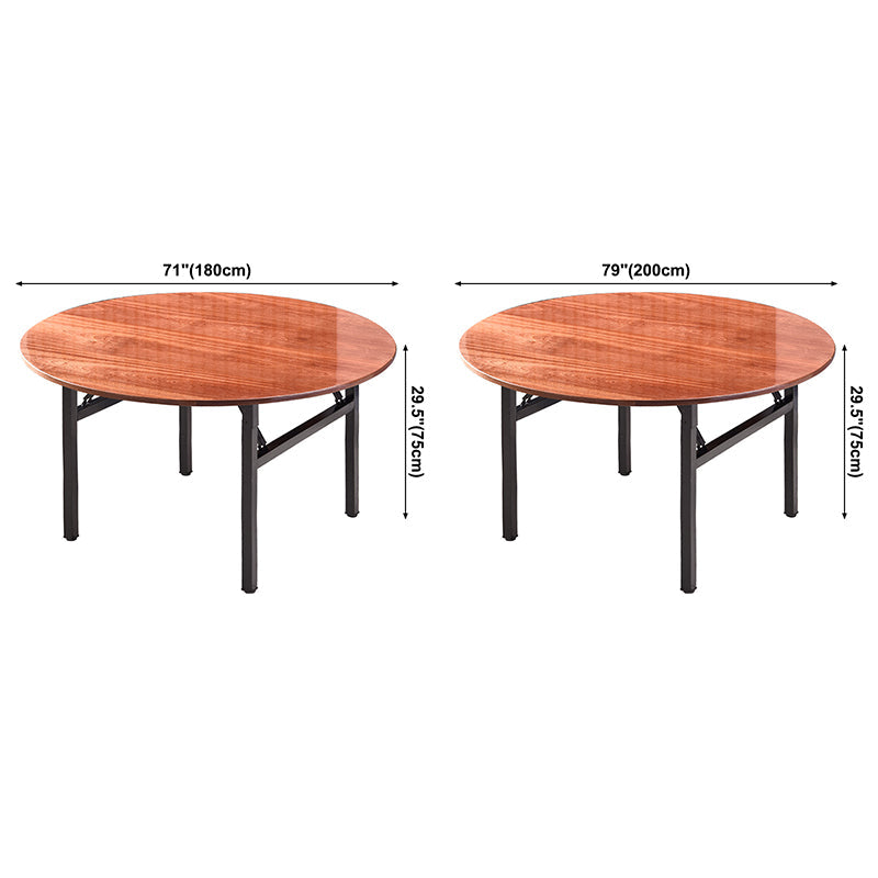 Simplicity Home Solid Wood Dining Table Round Shape Dining Table with Metallic Base Clearhalo ' dining_table' 'Dining Tables & Seating' 'Dining Tables' 'furn' 'furn_dining_table' 'Furniture' 'furniture_dining_table' 'Kitchen & Dining Furniture' 'kitchen&dining_furn' 'kitchen' 'kitchen_dining_table' 3649477