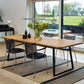 Modern Pine Solid Wood Table Rectangle Dining Table with Metal Black Double Pedestal Base Clearhalo ' dining_table' 'Dining Tables & Seating' 'Dining Tables' 'furn' 'furn_dining_table' 'Furniture' 'furniture_dining_table' 'Kitchen & Dining Furniture' 'kitchen&dining_furn' 'kitchen' 'kitchen_dining_table' 3649480
