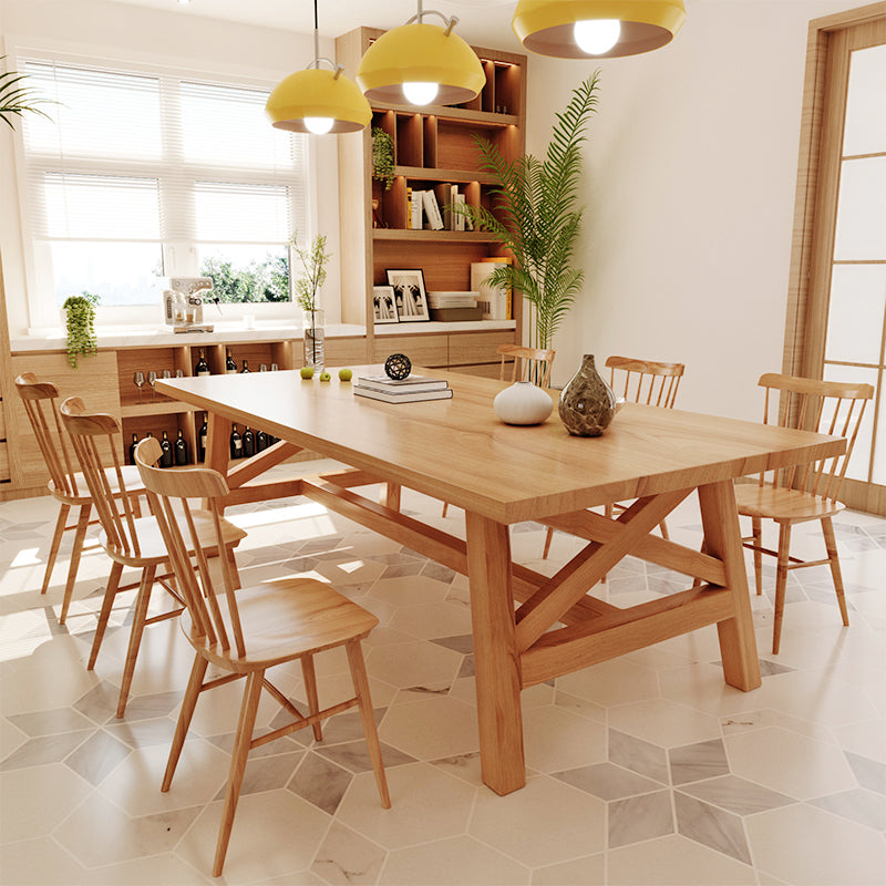 Simplicity Pine Solid Wood Dining Table Rectangular Table in Wood Color with Four-leg Clearhalo ' dining_table' 'Dining Tables & Seating' 'Dining Tables' 'furn' 'furn_dining_table' 'Furniture' 'furniture_dining_table' 'Kitchen & Dining Furniture' 'kitchen&dining_furn' 'kitchen' 'kitchen_dining_table' 3649511