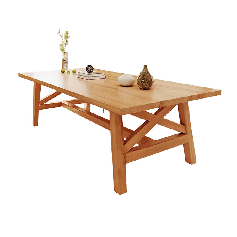 Simplicity Pine Solid Wood Dining Table Rectangular Table in Wood Color with Four-leg Without Chairs Clearhalo ' dining_table' 'Dining Tables & Seating' 'Dining Tables' 'furn' 'furn_dining_table' 'Furniture' 'furniture_dining_table' 'Kitchen & Dining Furniture' 'kitchen&dining_furn' 'kitchen' 'kitchen_dining_table' 3649512