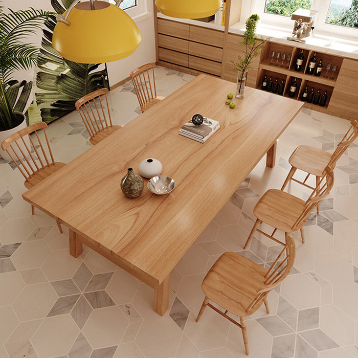 Simplicity Pine Solid Wood Dining Table Rectangular Table in Wood Color with Four-leg Clearhalo ' dining_table' 'Dining Tables & Seating' 'Dining Tables' 'furn' 'furn_dining_table' 'Furniture' 'furniture_dining_table' 'Kitchen & Dining Furniture' 'kitchen&dining_furn' 'kitchen' 'kitchen_dining_table' 3649520