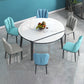 Modern Style Sintered Stone Dining Table Round Drop-Leaf Table with Wooden Base Clearhalo ' dining_table' 'Dining Tables & Seating' 'Dining Tables' 'furn' 'furn_dining_table' 'Furniture' 'furniture_dining_table' 'Kitchen & Dining Furniture' 'kitchen&dining_furn' 'kitchen' 'kitchen_dining_table' 3649542
