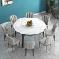 Modern Style Sintered Stone Dining Table Round Drop-Leaf Table with Wooden Base Clearhalo ' dining_table' 'Dining Tables & Seating' 'Dining Tables' 'furn' 'furn_dining_table' 'Furniture' 'furniture_dining_table' 'Kitchen & Dining Furniture' 'kitchen&dining_furn' 'kitchen' 'kitchen_dining_table' 3649549