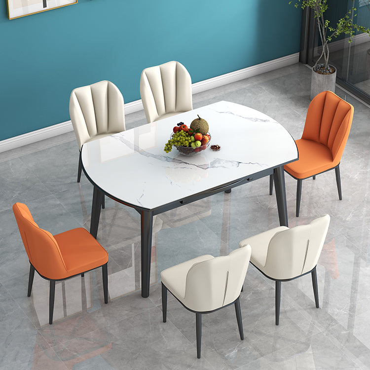 Modern Style Sintered Stone Dining Table Round Drop-Leaf Table with Wooden Base Clearhalo ' dining_table' 'Dining Tables & Seating' 'Dining Tables' 'furn' 'furn_dining_table' 'Furniture' 'furniture_dining_table' 'Kitchen & Dining Furniture' 'kitchen&dining_furn' 'kitchen' 'kitchen_dining_table' 3649554