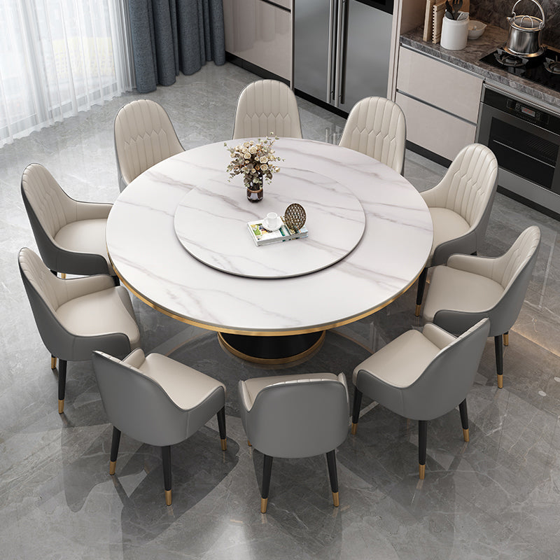 Modern Standard Kitchen Dining Table Sintered Stone Round Dining Table with Pedestal Base Clearhalo ' dining_table' 'Dining Tables & Seating' 'Dining Tables' 'furn' 'furn_dining_table' 'Furniture' 'furniture_dining_table' 'Kitchen & Dining Furniture' 'kitchen&dining_furn' 'kitchen' 'kitchen_dining_table' 3649569