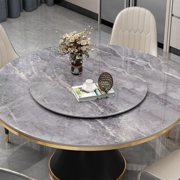 Modern Standard Kitchen Dining Table Sintered Stone Round Dining Table with Pedestal Base Clearhalo ' dining_table' 'Dining Tables & Seating' 'Dining Tables' 'furn' 'furn_dining_table' 'Furniture' 'furniture_dining_table' 'Kitchen & Dining Furniture' 'kitchen&dining_furn' 'kitchen' 'kitchen_dining_table' 3649571