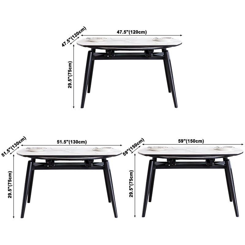 Modern Style Sintered Stone Dining Table White Round Drop-Leaf Table with 4 Legs Clearhalo ' dining_table' 'Dining Tables & Seating' 'Dining Tables' 'furn' 'furn_dining_table' 'Furniture' 'furniture_dining_table' 'Kitchen & Dining Furniture' 'kitchen&dining_furn' 'kitchen' 'kitchen_dining_table' 3649592