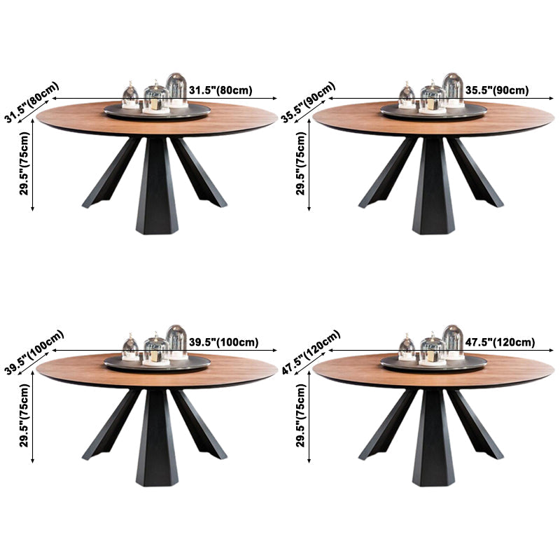 Minimalist Brown Standard Dining Table Solid Wood Round Table (without Lazy Susan) Clearhalo ' dining_table' 'Dining Tables & Seating' 'Dining Tables' 'Furniture' 'furniture_dining_table' 'Kitchen & Dining Furniture' 'kitchen&dining_furn' 'kitchen' 'kitchen_dining_table' 3649613