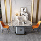Modern Style Sintered Stone Dining Table Drop-Leaf Round Table with Metal Base Clearhalo ' dining_table' 'Dining Tables & Seating' 'Dining Tables' 'furn' 'furn_dining_table' 'Furniture' 'furniture_dining_table' 'Kitchen & Dining Furniture' 'kitchen&dining_furn' 'kitchen' 'kitchen_dining_table' 3649631