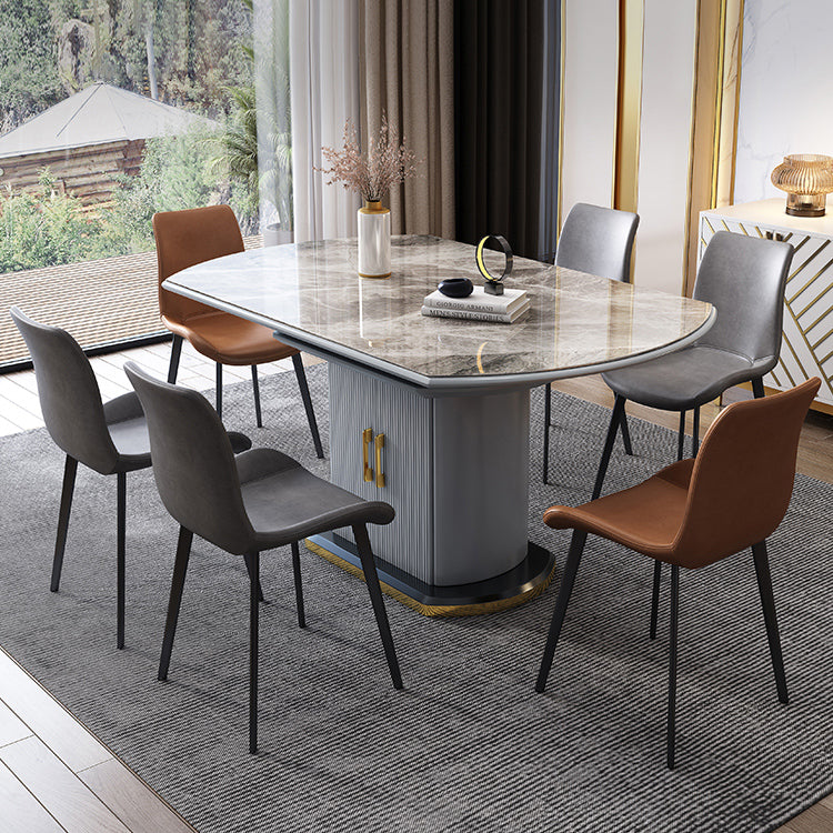 Modern Style Sintered Stone Dining Table Drop-Leaf Round Table with Metal Base Clearhalo ' dining_table' 'Dining Tables & Seating' 'Dining Tables' 'furn' 'furn_dining_table' 'Furniture' 'furniture_dining_table' 'Kitchen & Dining Furniture' 'kitchen&dining_furn' 'kitchen' 'kitchen_dining_table' 3649632