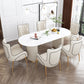 Oval Double Pedestal Contemporary Dining Table White Fixed Table of Sintered Stone Clearhalo ' dining_table' 'Dining Tables & Seating' 'Dining Tables' 'furn' 'furn_dining_table' 'Furniture' 'furniture_dining_table' 'Kitchen & Dining Furniture' 'kitchen&dining_furn' 'kitchen' 'kitchen_dining_table' 3649648