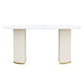 Oval Double Pedestal Contemporary Dining Table White Fixed Table of Sintered Stone Clearhalo ' dining_table' 'Dining Tables & Seating' 'Dining Tables' 'furn' 'furn_dining_table' 'Furniture' 'furniture_dining_table' 'Kitchen & Dining Furniture' 'kitchen&dining_furn' 'kitchen' 'kitchen_dining_table' 3649652