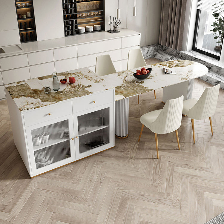 Metal Modern Free Form Indoor Table Sintered Stone Table for Kitchen and Dining Room Clearhalo ' dining_table' 'Dining Tables & Seating' 'Dining Tables' 'furn' 'furn_dining_table' 'Furniture' 'furniture_dining_table' 'Kitchen & Dining Furniture' 'kitchen&dining_furn' 'kitchen' 'kitchen_dining_table' 3649660