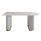 Metal Modern Free Form Indoor Table Sintered Stone Table for Kitchen and Dining Room White White Clearhalo ' dining_table' 'Dining Tables & Seating' 'Dining Tables' 'furn' 'furn_dining_table' 'Furniture' 'furniture_dining_table' 'Kitchen & Dining Furniture' 'kitchen&dining_furn' 'kitchen' 'kitchen_dining_table' 3649662