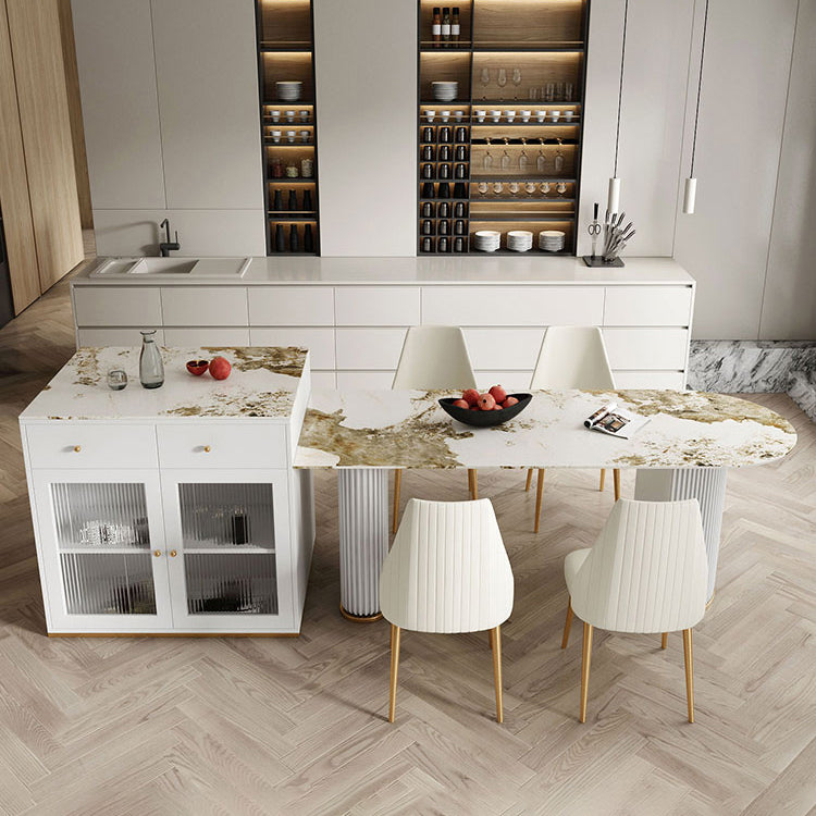 Metal Modern Free Form Indoor Table Sintered Stone Table for Kitchen and Dining Room Clearhalo ' dining_table' 'Dining Tables & Seating' 'Dining Tables' 'furn' 'furn_dining_table' 'Furniture' 'furniture_dining_table' 'Kitchen & Dining Furniture' 'kitchen&dining_furn' 'kitchen' 'kitchen_dining_table' 3649664