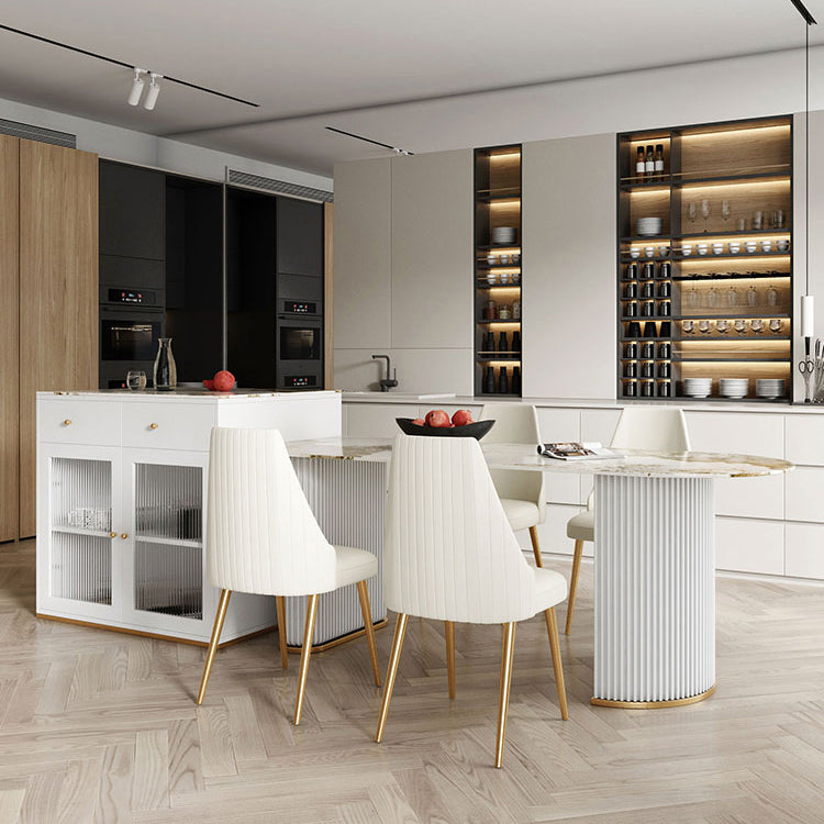 Metal Modern Free Form Indoor Table Sintered Stone Table for Kitchen and Dining Room Clearhalo ' dining_table' 'Dining Tables & Seating' 'Dining Tables' 'furn' 'furn_dining_table' 'Furniture' 'furniture_dining_table' 'Kitchen & Dining Furniture' 'kitchen&dining_furn' 'kitchen' 'kitchen_dining_table' 3649666