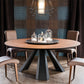 Modern Style Home Solid Wood Dining Table Round Table with Metallic Base Clearhalo ' dining_table' 'Dining Tables & Seating' 'Dining Tables' 'Furniture' 'furniture_dining_table' 'Kitchen & Dining Furniture' 'kitchen&dining_furn' 'kitchen' 'kitchen_dining_table' 3649671