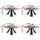 Modern Style Home Solid Wood Dining Table Round Table with Metallic Base Clearhalo ' dining_table' 'Dining Tables & Seating' 'Dining Tables' 'Furniture' 'furniture_dining_table' 'Kitchen & Dining Furniture' 'kitchen&dining_furn' 'kitchen' 'kitchen_dining_table' 3649676