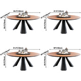 Modern Style Home Solid Wood Dining Table Round Table with Metallic Base Clearhalo ' dining_table' 'Dining Tables & Seating' 'Dining Tables' 'Furniture' 'furniture_dining_table' 'Kitchen & Dining Furniture' 'kitchen&dining_furn' 'kitchen' 'kitchen_dining_table' 3649676