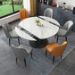 Modern Style Sintered Stone Dining Table White Round Drop-Leaf Table with Pedestal Base Clearhalo ' dining_table' 'Dining Tables & Seating' 'Dining Tables' 'furn' 'furn_dining_table' 'Furniture' 'furniture_dining_table' 'Kitchen & Dining Furniture' 'kitchen&dining_furn' 'kitchen' 'kitchen_dining_table' 3649679