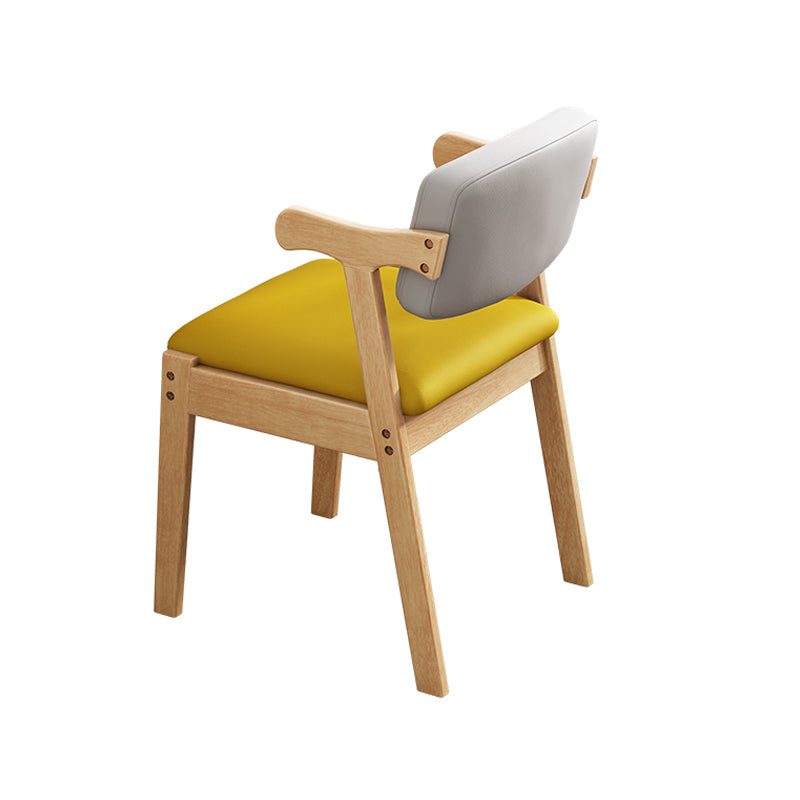 Scandinavian Style Wood Dining Side Chair Upholstered Open Back Dining Side Chair Gray-Yellow 1 Piece Natural Wood Clearhalo ' kitchen&dining_furn' 'Dining Chairs' 'Dining Tables & Seating' 'dining_chair' 'furn' 'furn_dining_chair' 'Furniture' 'furniture_dining_chair' 'Kitchen & Dining Furniture' 'kitchen' 3649707