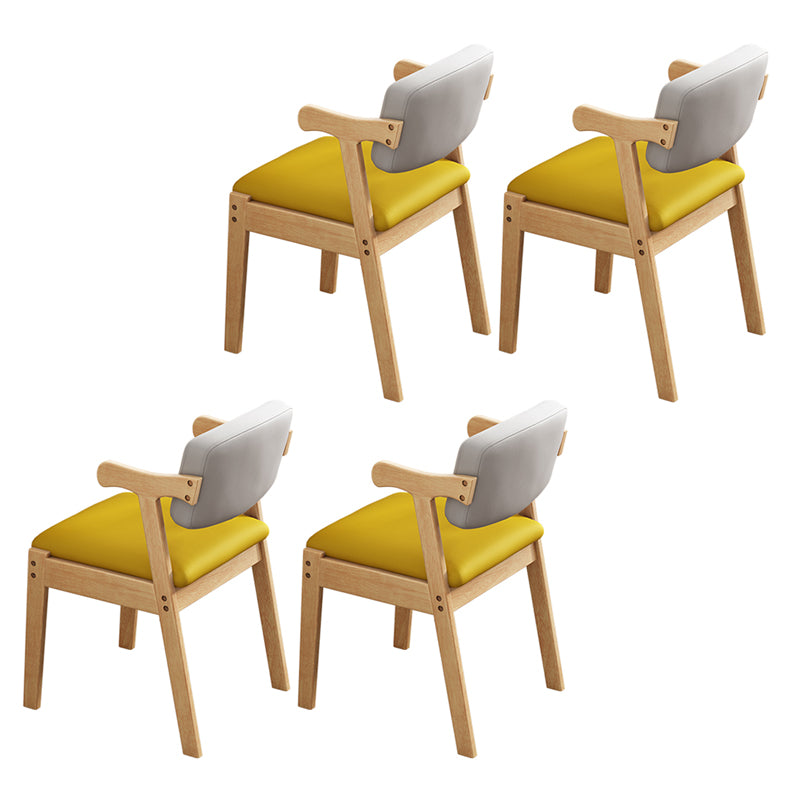 Scandinavian Style Wood Dining Side Chair Upholstered Open Back Dining Side Chair Gray-Yellow 4 Piece Set Natural Wood Clearhalo ' kitchen&dining_furn' 'Dining Chairs' 'Dining Tables & Seating' 'dining_chair' 'furn' 'furn_dining_chair' 'Furniture' 'furniture_dining_chair' 'Kitchen & Dining Furniture' 'kitchen' 3649709