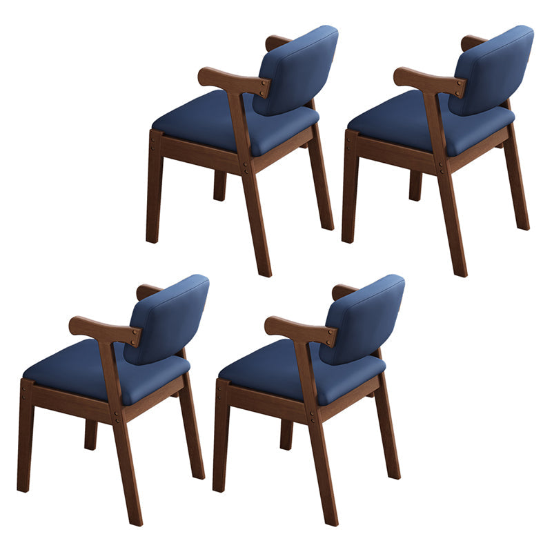 Scandinavian Style Wood Dining Side Chair Upholstered Open Back Dining Side Chair Navy Blue 4 Piece Set Walnut Clearhalo ' kitchen&dining_furn' 'Dining Chairs' 'Dining Tables & Seating' 'dining_chair' 'furn' 'furn_dining_chair' 'Furniture' 'furniture_dining_chair' 'Kitchen & Dining Furniture' 'kitchen' 3649712