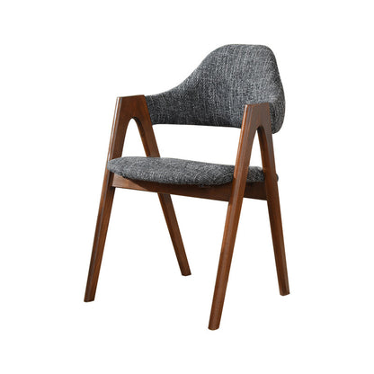 Modern Solid Wood Opening Back Dining Arm Chair Kitchen Dining Arm Chair Dark Gray 1 Piece Walnut Clearhalo ' kitchen&dining_furn' 'Dining Chairs' 'Dining Tables & Seating' 'dining_chair' 'furn' 'furn_dining_chair' 'Furniture' 'furniture_dining_chair' 'Kitchen & Dining Furniture' 'kitchen' 3649745