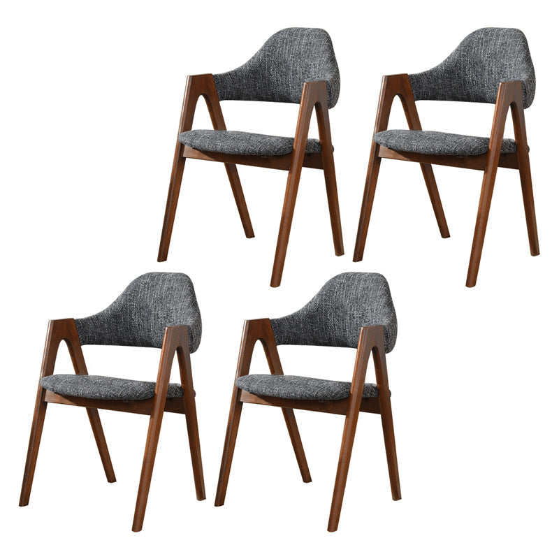 Modern Solid Wood Opening Back Dining Arm Chair Kitchen Dining Arm Chair Dark Gray 4 Piece Set Walnut Clearhalo ' kitchen&dining_furn' 'Dining Chairs' 'Dining Tables & Seating' 'dining_chair' 'furn' 'furn_dining_chair' 'Furniture' 'furniture_dining_chair' 'Kitchen & Dining Furniture' 'kitchen' 3649748