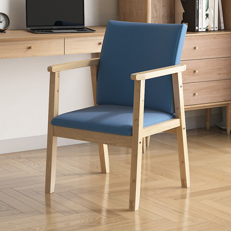 Contemporary Style Solid Wood Open Back Arm Chair Kitchen Dining Room Chairs Sky Blue 1 Piece Natural Wood Clearhalo ' kitchen&dining_furn' 'Dining Chairs' 'Dining Tables & Seating' 'dining_chair' 'furn' 'furn_dining_chair' 'Furniture' 'furniture_dining_chair' 'Kitchen & Dining Furniture' 'kitchen' 3649784