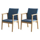 Contemporary Style Solid Wood Open Back Arm Chair Kitchen Dining Room Chairs Sky Blue 2 Piece Set Natural Wood Clearhalo ' kitchen&dining_furn' 'Dining Chairs' 'Dining Tables & Seating' 'dining_chair' 'furn' 'furn_dining_chair' 'Furniture' 'furniture_dining_chair' 'Kitchen & Dining Furniture' 'kitchen' 3649786