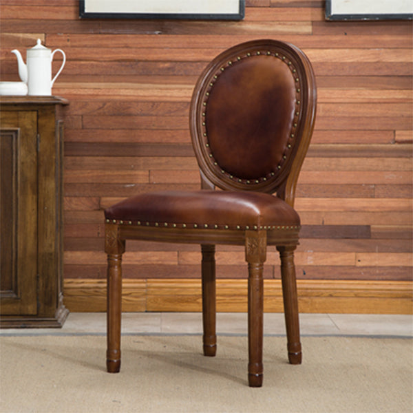 Farmhouse Dining Chair with Wood Legs King Louis Back Side Chair for Home Use Brown 1 Piece Clearhalo ' kitchen&dining_furn' 'Dining Chairs' 'Dining Tables & Seating' 'dining_chair' 'furn' 'furn_dining_chair' 'Furniture' 'furniture_dining_chair' 'Kitchen & Dining Furniture' 'kitchen' 3649812